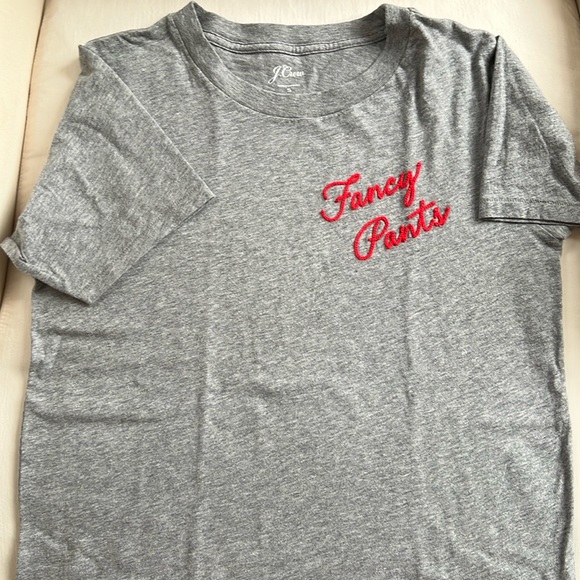 J. Crew Grey Fancy Pants Embroidered Tshirt Sz S - Picture 4 of 7